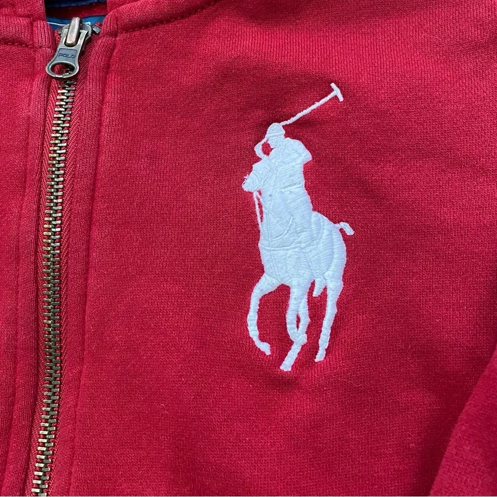 Polo by Ralph Lauren Boy’s Size 7‎ Red Full Zip Big Pony Hoodie Jacket